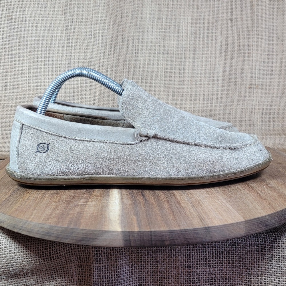 Born Suede Slip On Loafers Tan Leather Casual Comfort Shoes Men's 8 Hand Crafted